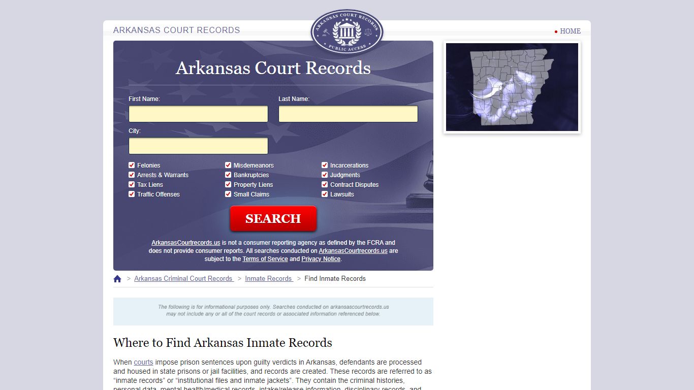 Arkansas Inmate Search | ArkansasCourtRecords.us